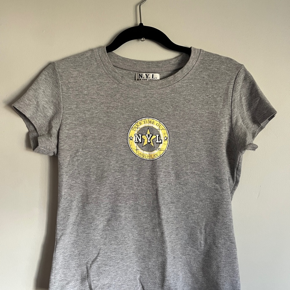 N.Y.L Gray T-Shirt with Yellow Logo